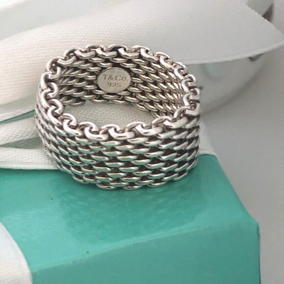 Tiffany & Co Sterling Silver Somerset Mesh Ring - Picture 2 of 3